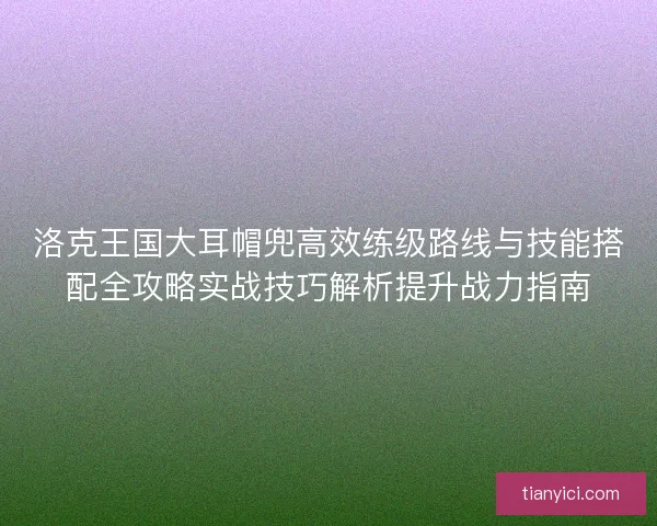 洛克王国大耳帽兜高效练级路线与技能搭配全攻略实战技巧解析提升战力指南